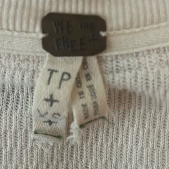 Free People Rainbow Embroidered Accent Long Sleeve Embroidered Thermal XS Boho - Picture 7 of 8